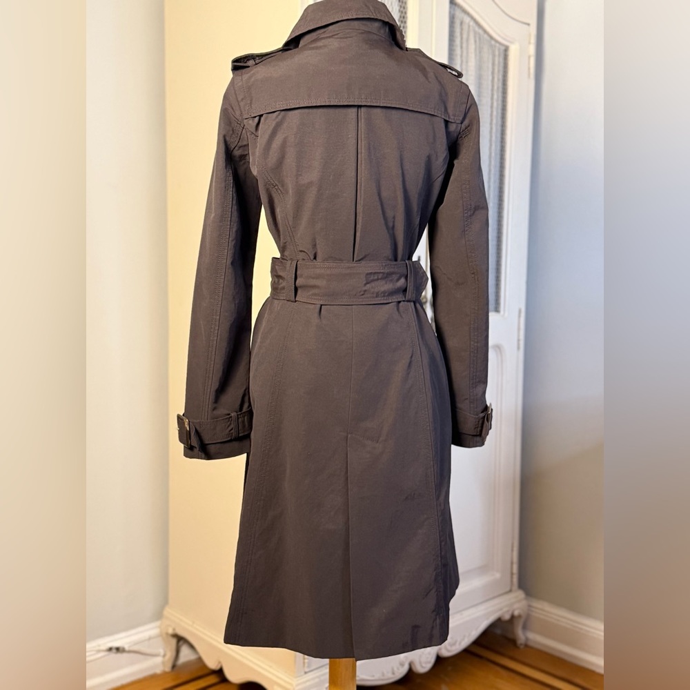 Classic Vintage Y2K Zara Basic Double-Breasted Chocolate Brown Trench Coat - Picture 4 of 9